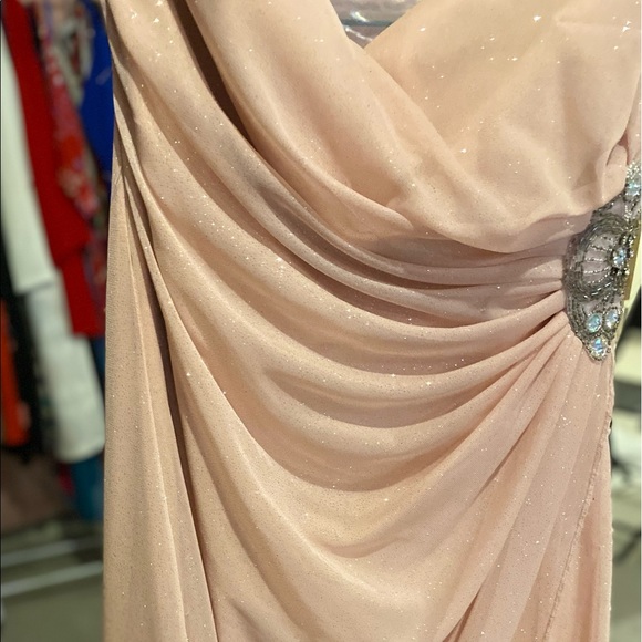 Pink shimmer high low strapless dress - Picture 5 of 5